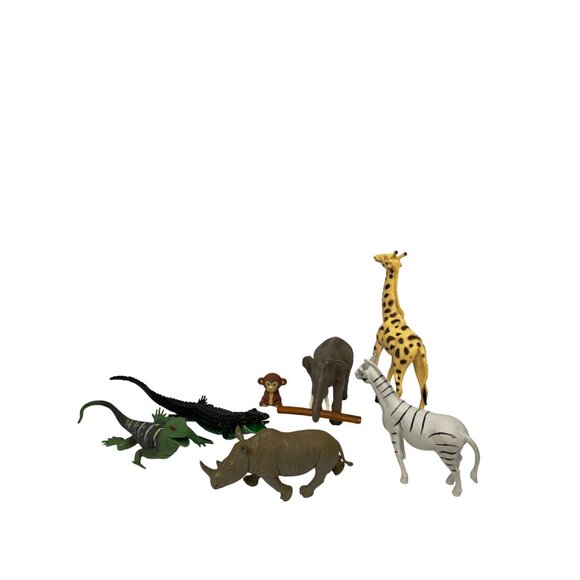 Set Of 8 Assorted Wild Animal Figurines Plastic Toy Set - Picture 10 of 16